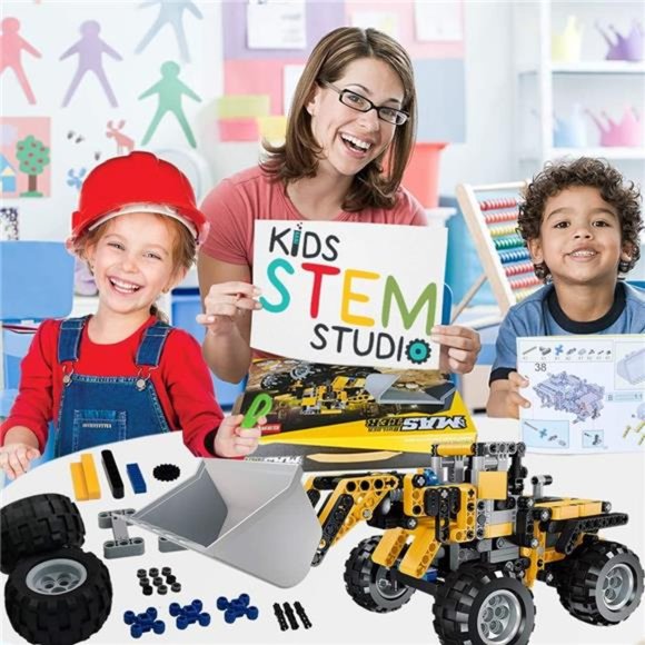 STEM Construction Toys-Bulldozer Building Kit,Front Wheel Loader,Top Engineering - Picture 4 of 6